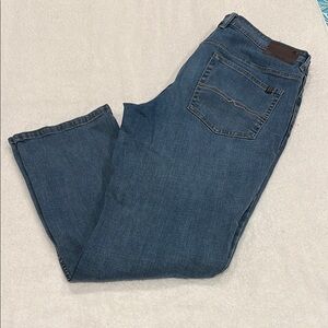 JACKSON-X Blue Straight Stretch-Leg Jeans with Contrast Stitching